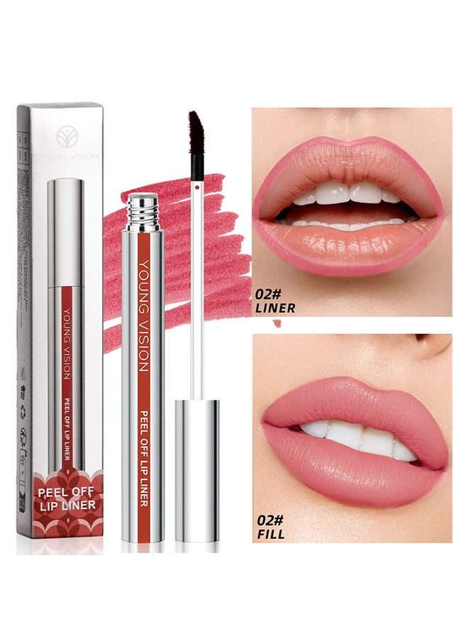 Peel Off Lip Liner, Tattoo Peel Off Lipliner, Matte Finish, Waterproof, Nude Matte Lip Contour for Women Makeup, Precise Lip Definition #02