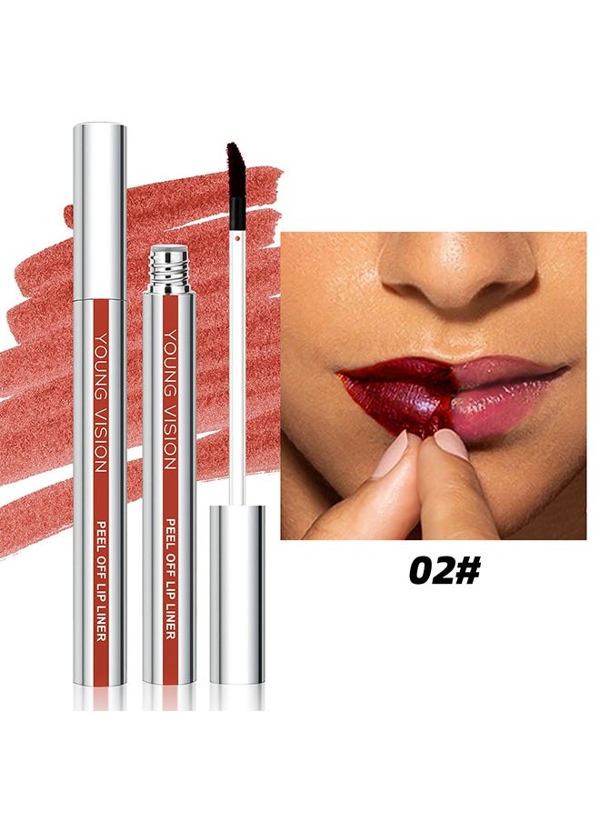 Peel Off Lip Liner, Tattoo Peel Off Lipliner, Matte Finish, Waterproof, Nude Matte Lip Contour for Women Makeup, Precise Lip Definition #02