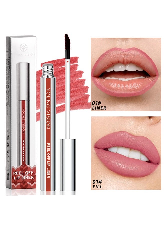 Peel Off Lip Liner, Tattoo Peel Off Lipliner, Matte Finish, Waterproof, Nude Matte Lip Contour for Women Makeup, Precise Lip Definition #01