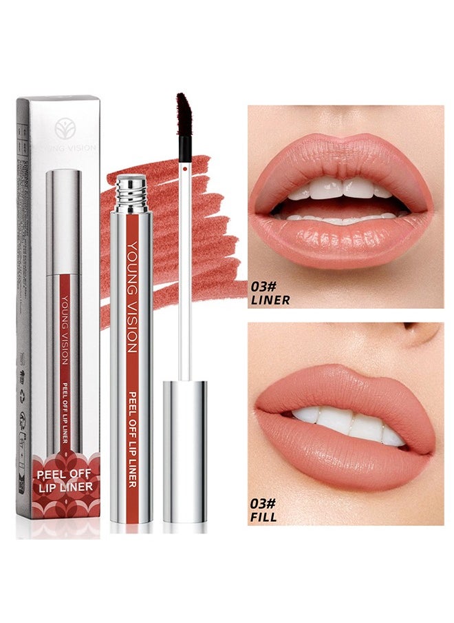 Peel Off Lip Liner, Tattoo Peel Off Lipliner, Matte Finish, Waterproof, Nude Matte Lip Contour for Women Makeup, Precise Lip Definition #03