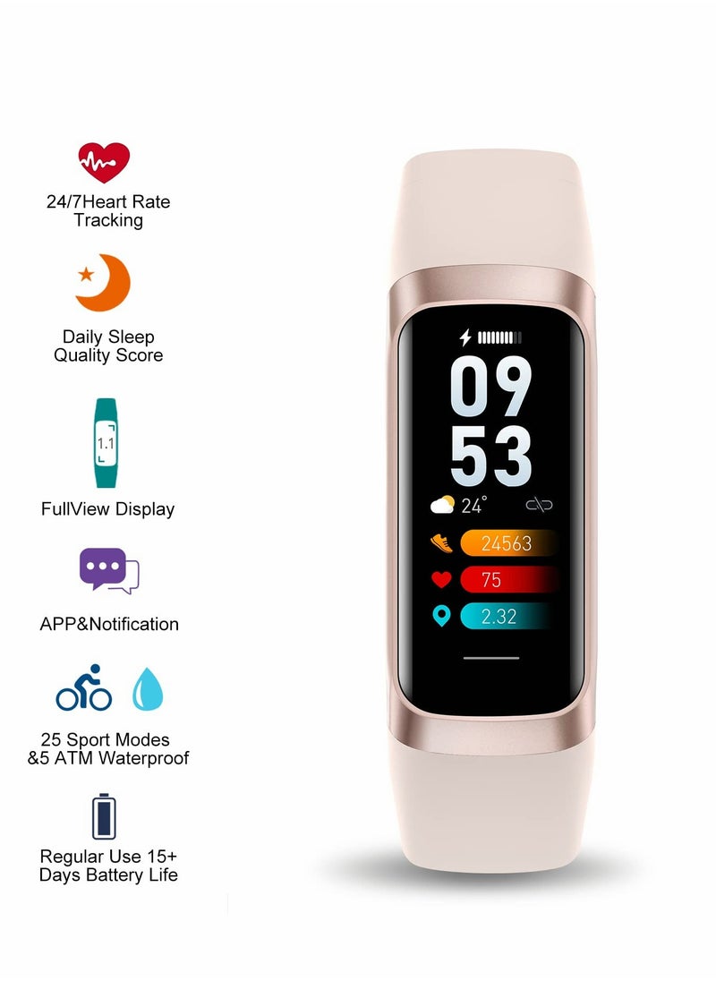 AMOLED Fitness Tracker Smart Watch with Heart Rate Monitor, 5 ATM Waterproof, Sleep & Activity Tracking for Men & Women