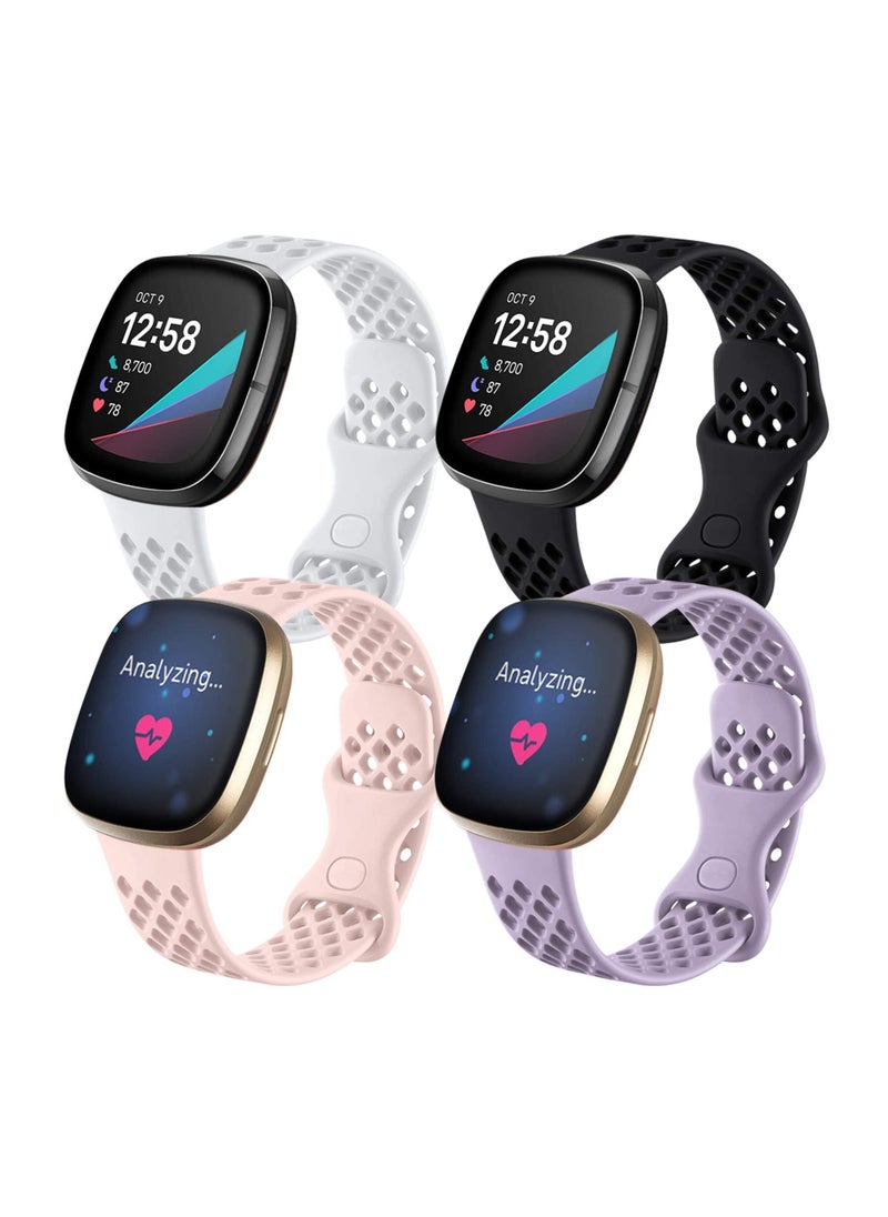 Elastic Strap Compatible with Fitbit Versa 3 for Fitbit Sense Strap,Adjustable Nylon Sports Straps for Women Men, Breathable（4Pcs）