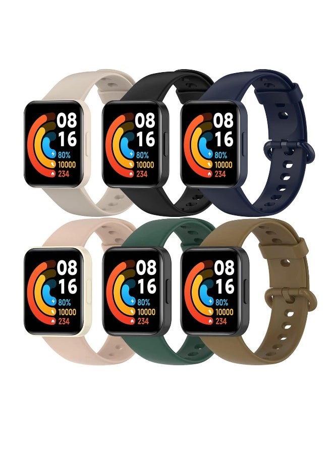 6 Colorful Silicone Straps for Xiaomi Redmi Watch Lite 2 and Mi Watch Lite 2 Replacement