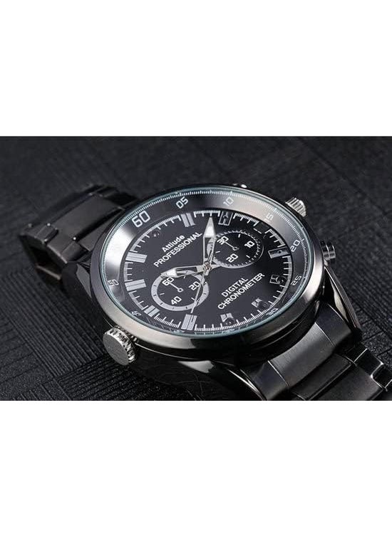 CAMLEIGH 1080p Video and Audio Indoor Outdoor Recorder Upto 3 Hours Recording Time Inbuilt 32GB Card HD Wrist Watch Camera Black