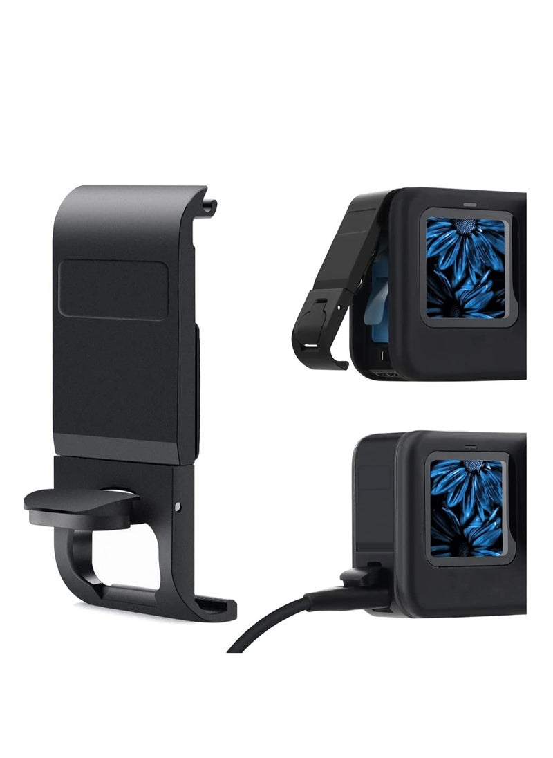 Replacement Side Door for GoPro Hero 9 Hero 10 Black, Aluminum Alloy Removable Battery Case Cover Protective Type-C Charging Port Adapter Repair Part Camera Vlog Accessories