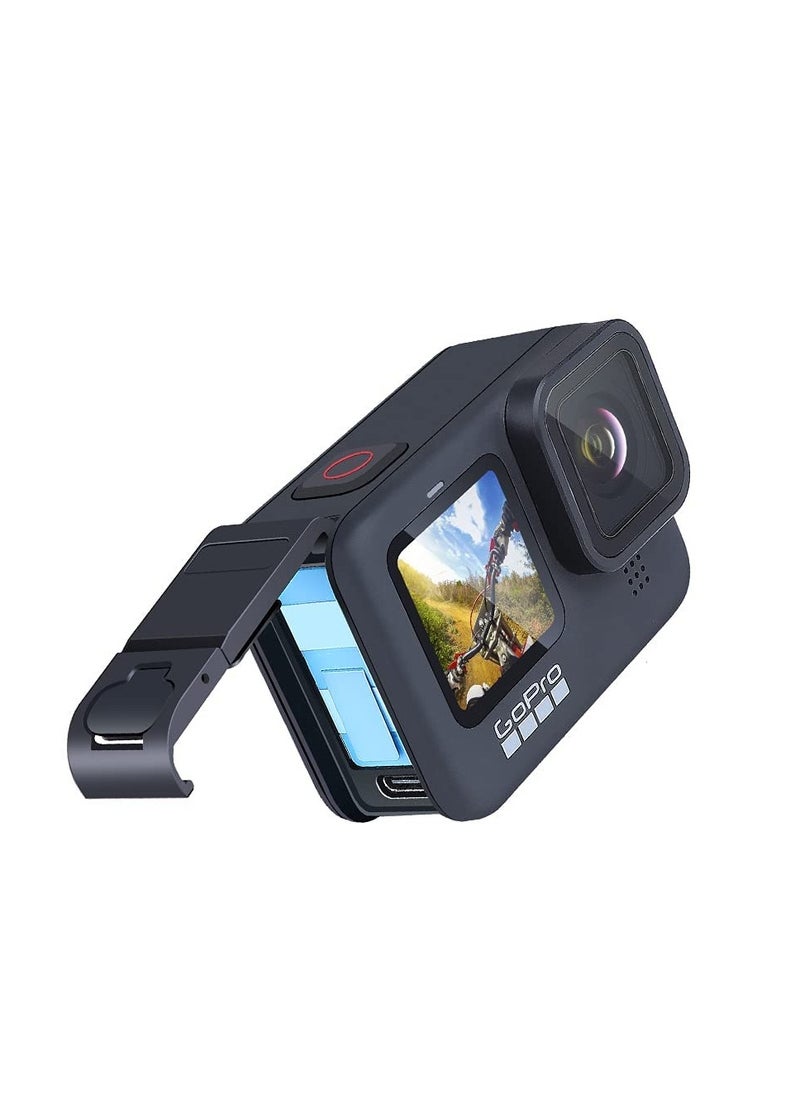 Replacement Side Door for GoPro Hero 9 Hero 10 Black, Aluminum Alloy Removable Battery Case Cover Protective Type-C Charging Port Adapter Repair Part Camera Vlog Accessories