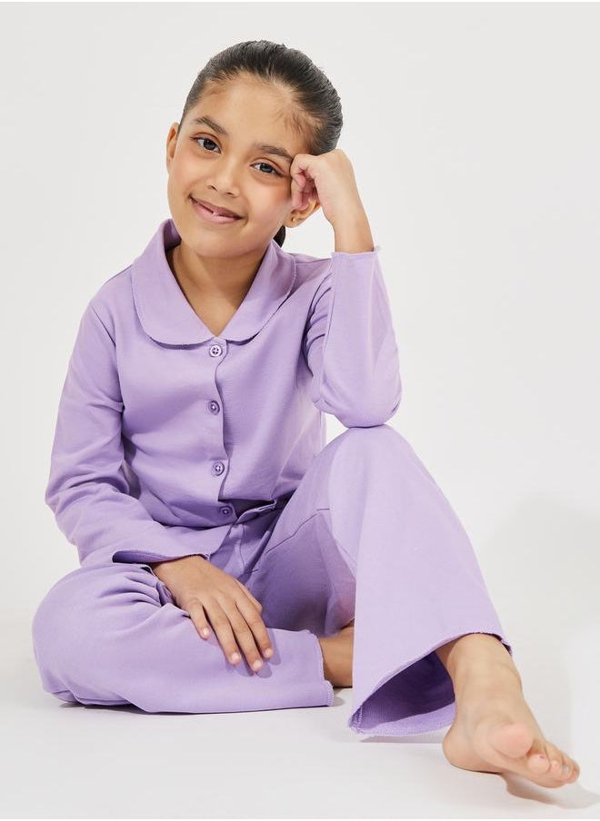 Collared Button Down Shirt & Pyjama Set