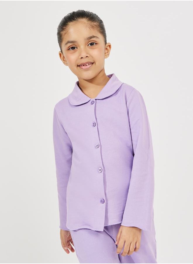 Collared Button Down Shirt & Pyjama Set