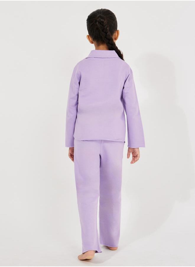 Collared Button Down Shirt & Pyjama Set