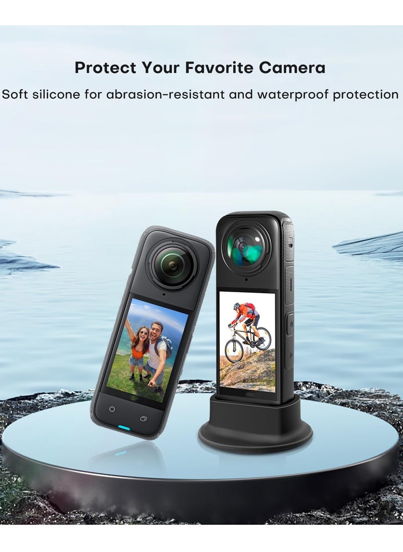Camera Desktop Mount for Insta360 X4, Silicone Non-Slip Stable Mount, Vertical Stand Holder for Selfie Video, Camera Mount Stand Base for Insta360 X4