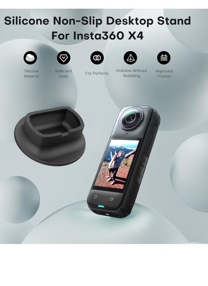Camera Desktop Mount for Insta360 X4, Silicone Non-Slip Stable Mount, Vertical Stand Holder for Selfie Video, Camera Mount Stand Base for Insta360 X4