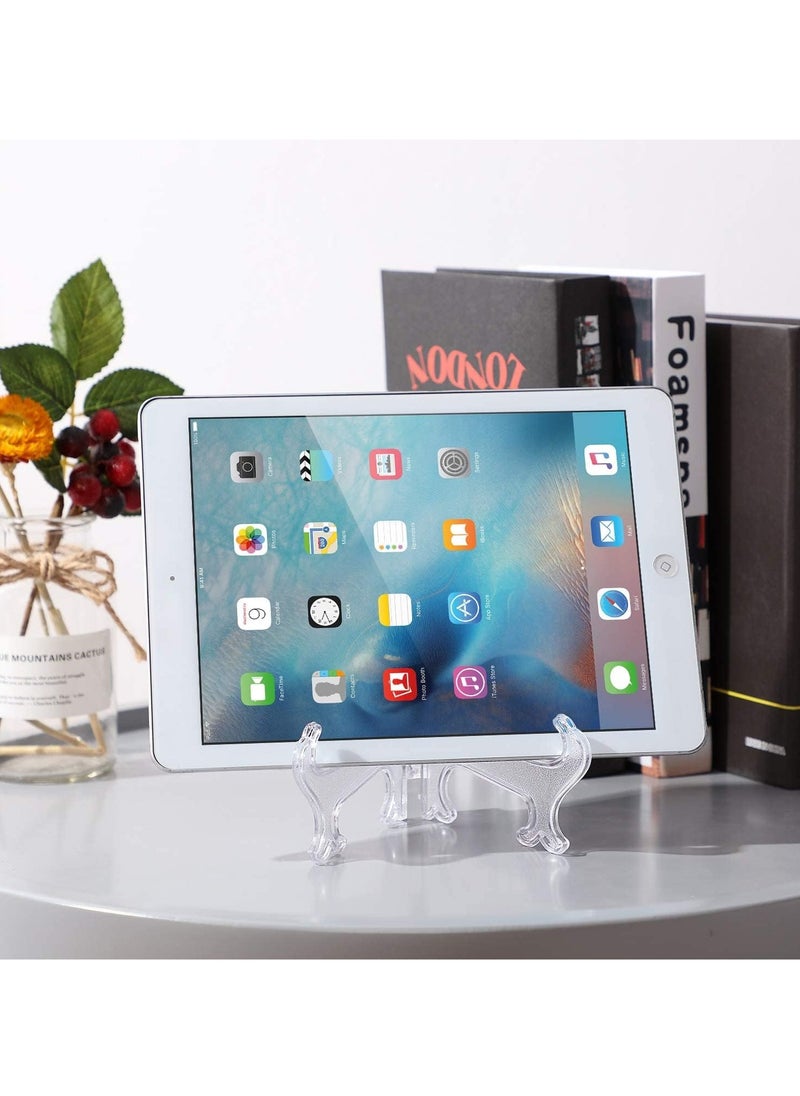 12 Pieces Plastic Easel Stands Plate Stands Holders, Picture Easel Stand Clear for Display Picture Frame Collectibles Desktop Weddings Party Home Decoration
