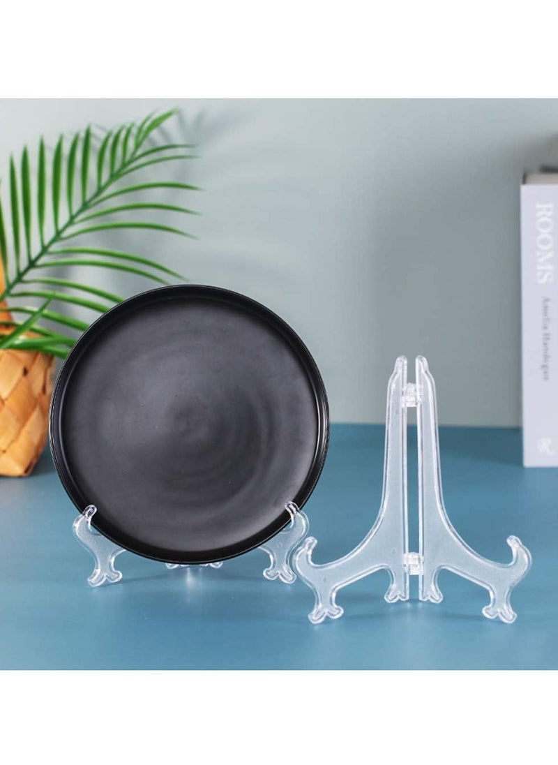 12 Pieces Plastic Easel Stands Plate Stands Holders, Picture Easel Stand Clear for Display Picture Frame Collectibles Desktop Weddings Party Home Decoration