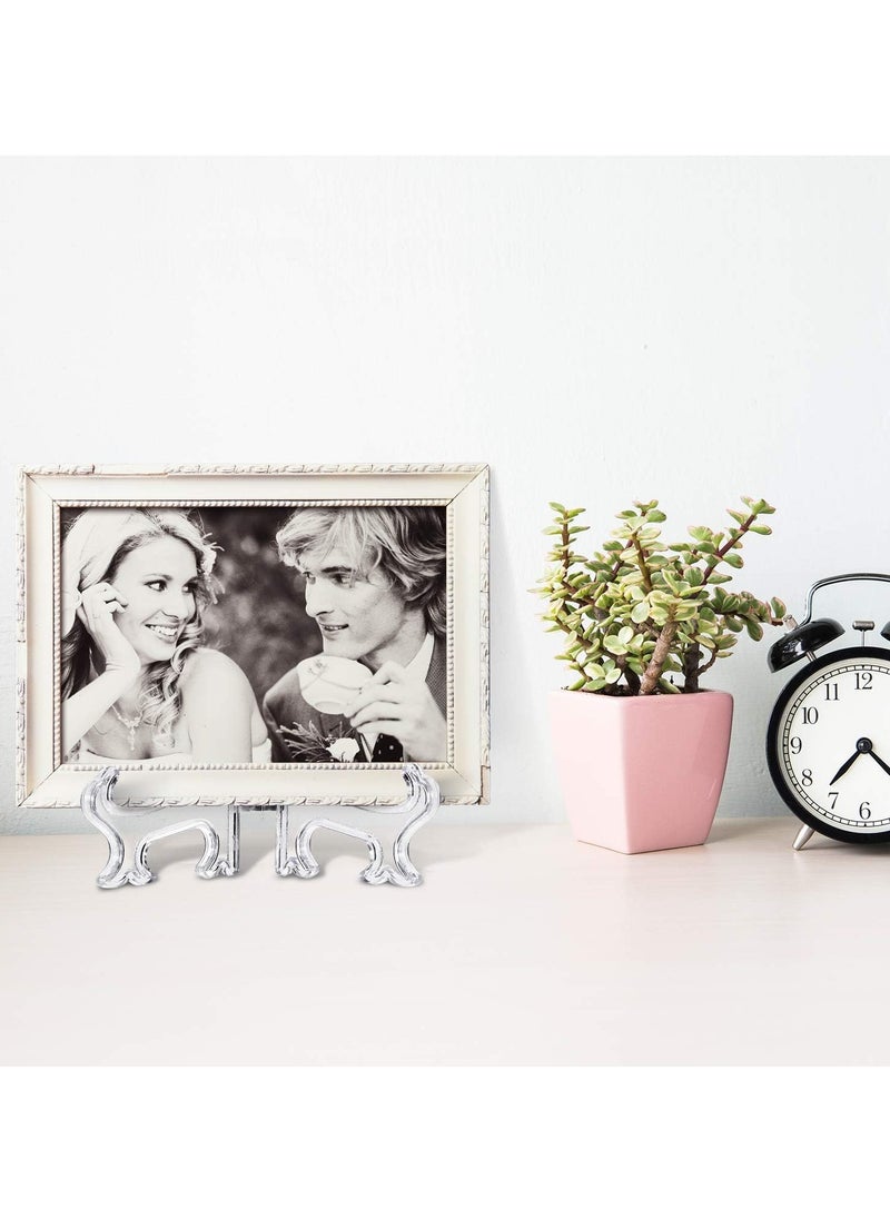 12 Pieces Plastic Easel Stands Plate Stands Holders, Picture Easel Stand Clear for Display Picture Frame Collectibles Desktop Weddings Party Home Decoration
