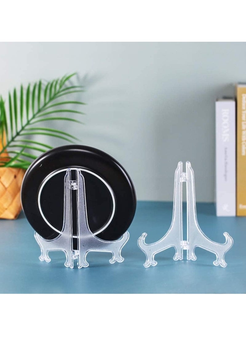 12 Pieces Plastic Easel Stands Plate Stands Holders, Picture Easel Stand Clear for Display Picture Frame Collectibles Desktop Weddings Party Home Decoration
