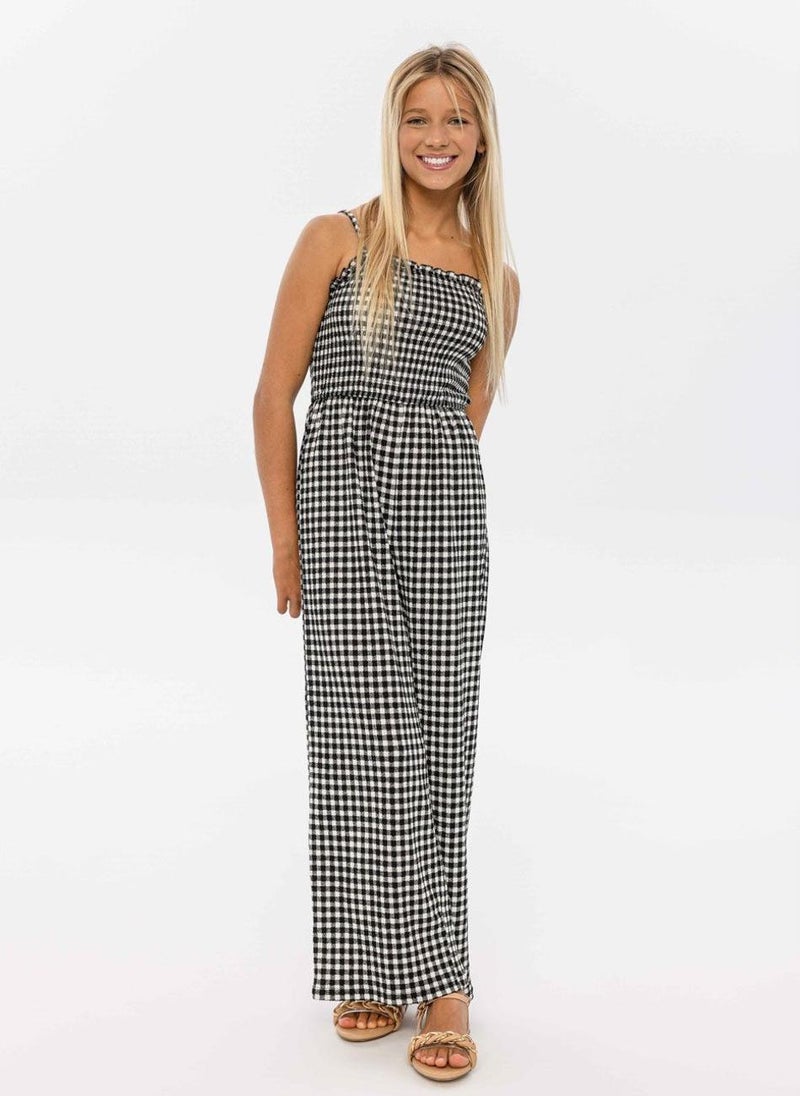 Kids Girls Check Jumpsuit