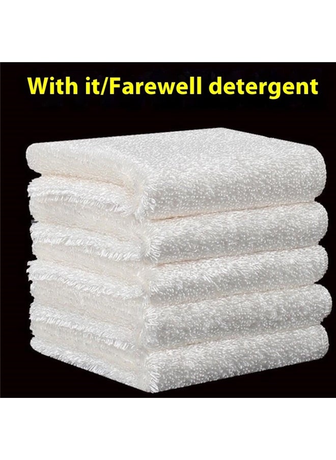 5-Piece Cotton Dish Cloth Set White 27x30cm, Hemmed Fingertip Towels for Kitchen