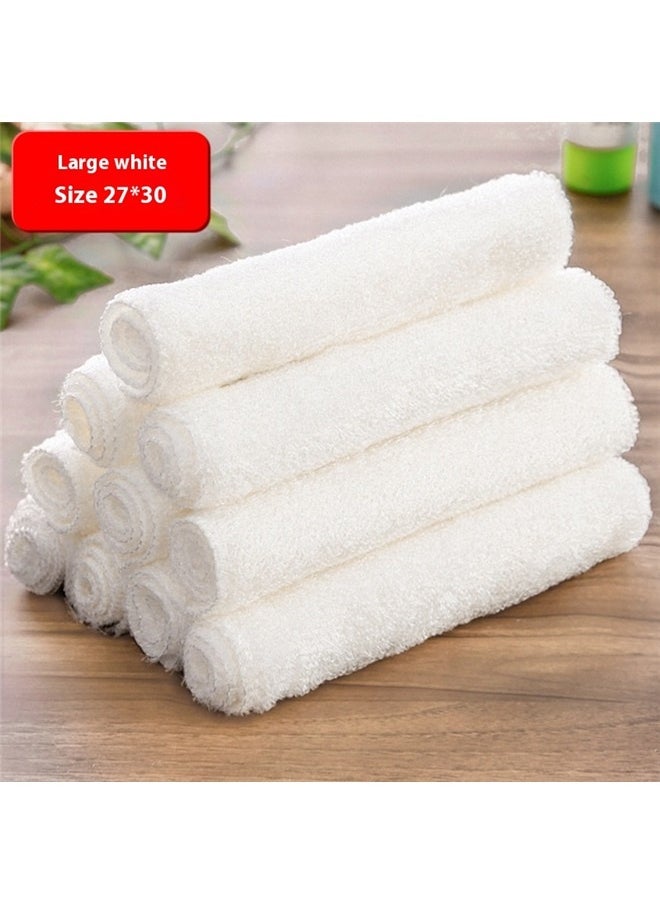 5-Piece Cotton Dish Cloth Set White 27x30cm, Hemmed Fingertip Towels for Kitchen