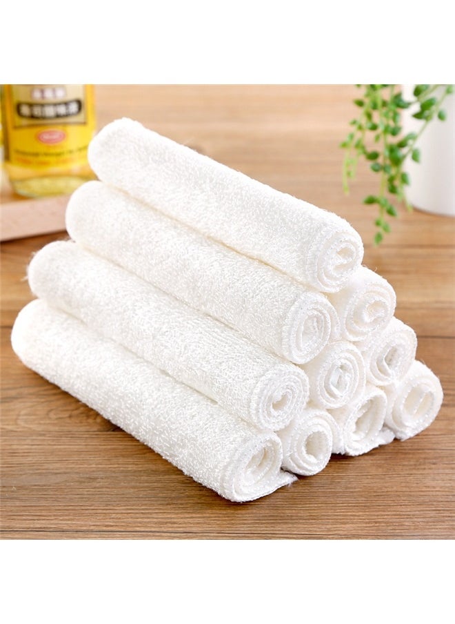 5-Piece Cotton Dish Cloth Set White 27x30cm, Hemmed Fingertip Towels for Kitchen