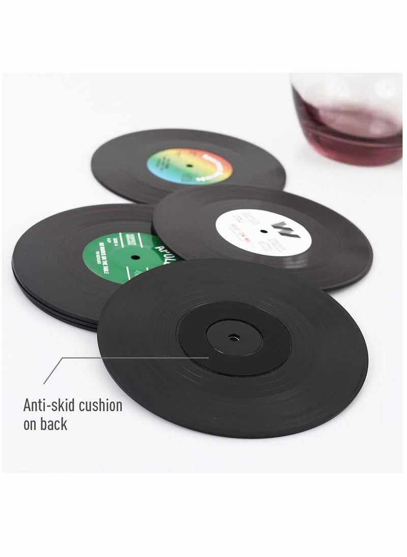 Vinyl Record Coasters 6 Pcs Retro Style Vinyl Coasters Drinks Colorful Retro Decoration for Home Office Bar Funny House Warming Gift for Music Lovers Set