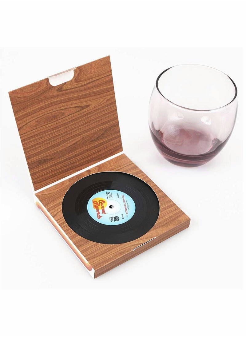 Vinyl Record Coasters 6 Pcs Retro Style Vinyl Coasters Drinks Colorful Retro Decoration for Home Office Bar Funny House Warming Gift for Music Lovers Set