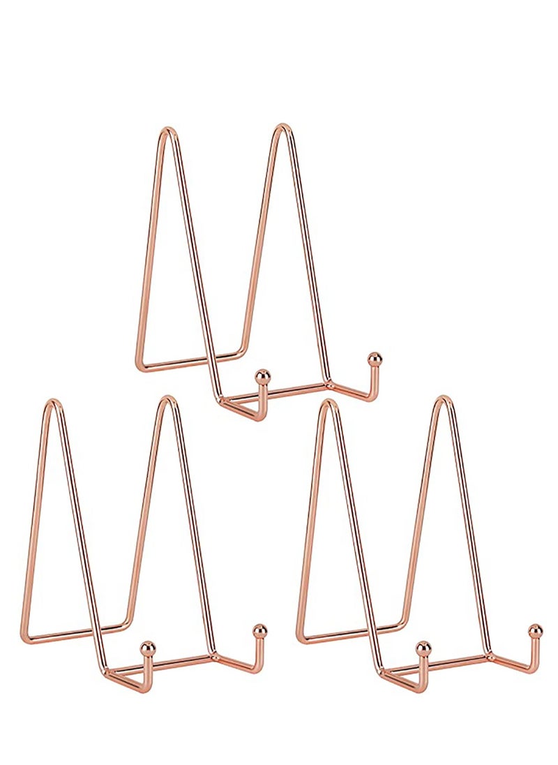 Metal Display Stands, 3 Pack 6 inch Rose Gold Stands Holder Display Stand for Decorative Plates, Mobile Phone Holder, Photo Frames, Postcards, Photo Holder, Etc