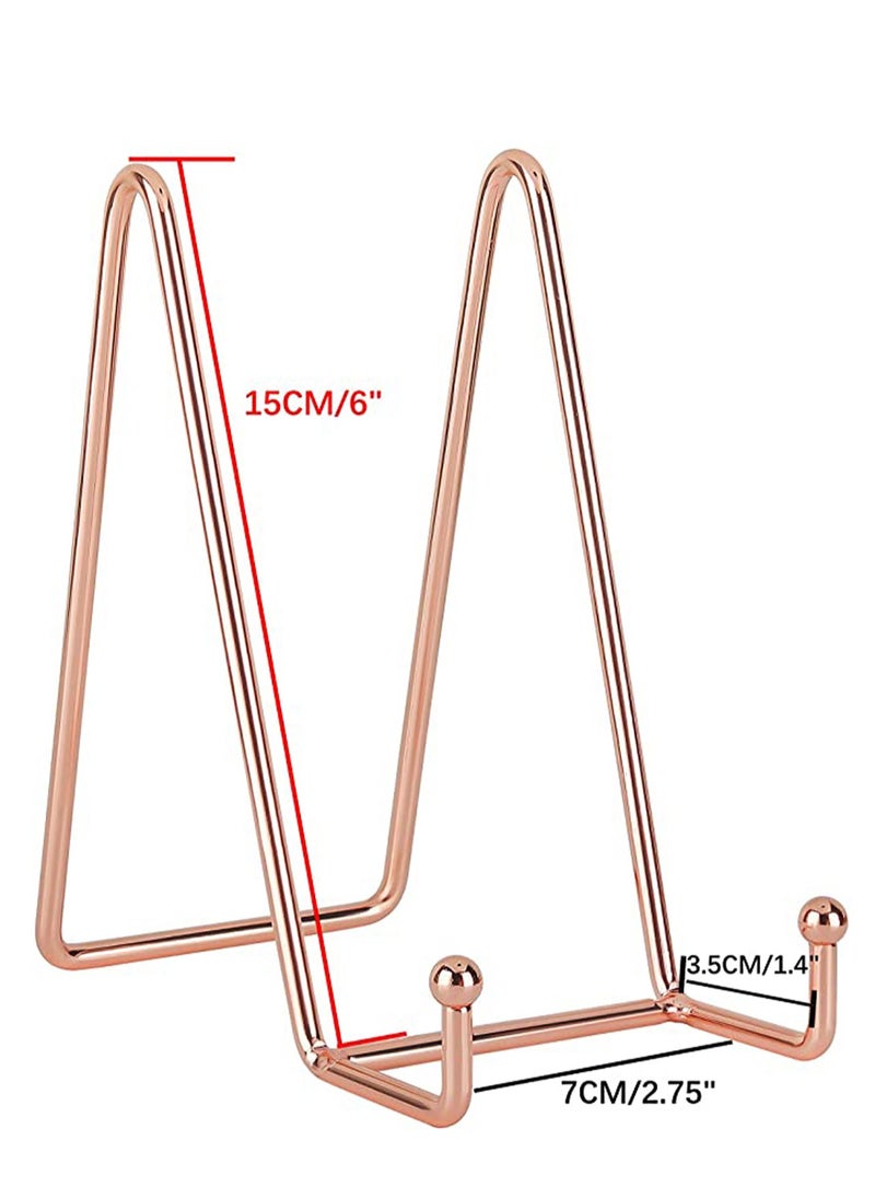 Metal Display Stands, 3 Pack 6 inch Rose Gold Stands Holder Display Stand for Decorative Plates, Mobile Phone Holder, Photo Frames, Postcards, Photo Holder, Etc