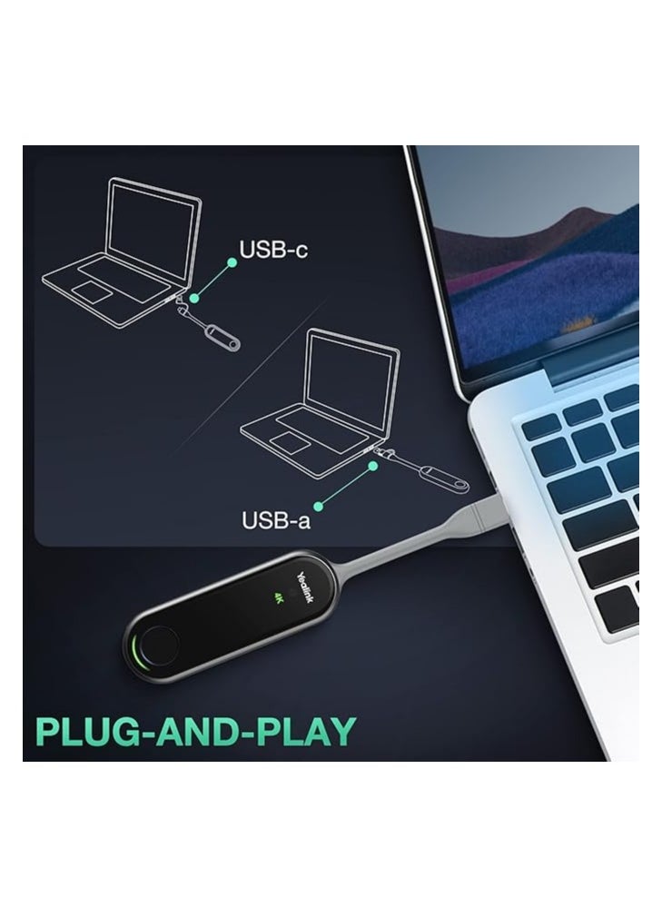YeaLink WPP30 USB Type-C 4K Wireless Presentation Pod, Black (1303112)
