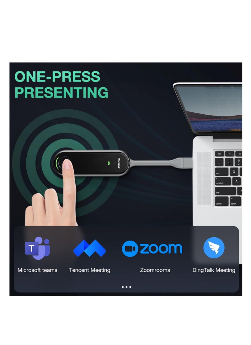 Yealink WPP30 4K Wireless Presentation Pod – USB Type-C, Bluetooth, Compact Design – Black