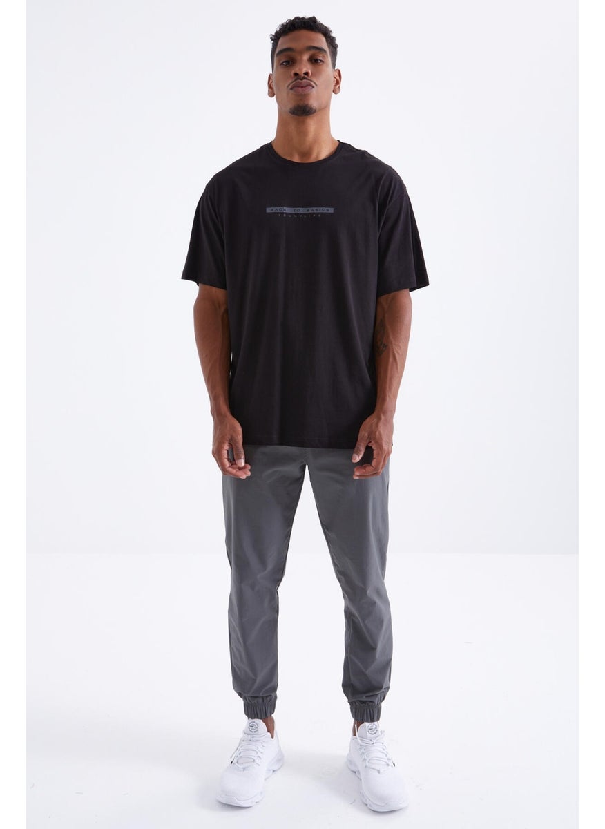 Black Back Printed O Neck Men's Oversize T-Shirt - 88100