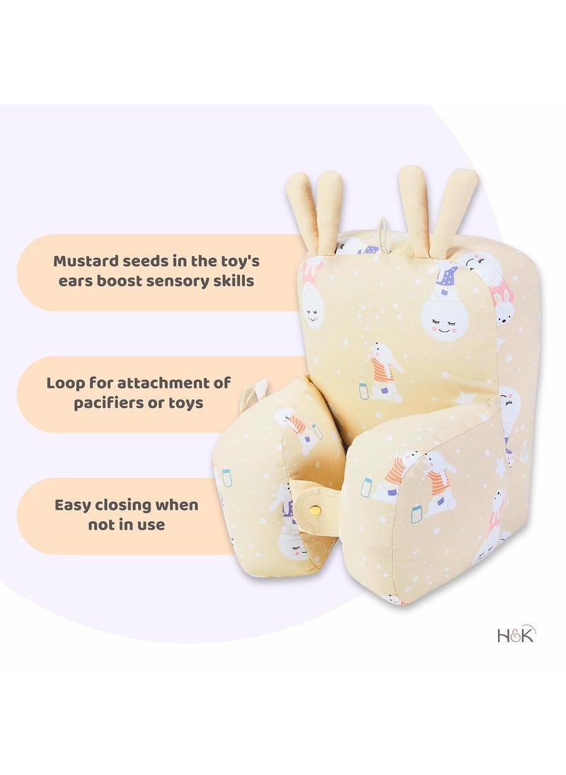 Haus Kinder 100 Cotton Poplin Adjustable Baby Pillow Cum Baby Seat Baby Pillow for New Born to 18 Months Head Protector for Baby Safety Multi Color Size H27cm W25cm Serene Dreamscape 1Pc