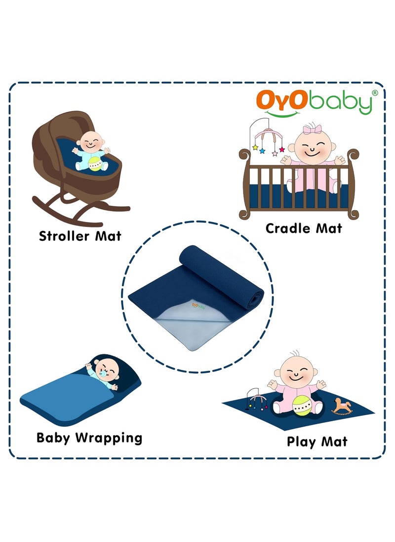 OYO Baby Polycotton Waterproof Quick Dry Sheet for Baby Bed Pad Baby Bed Protector Sheet for Toddler Children Double Bed Size 260Cm X 200Cm Dark Sea Blue