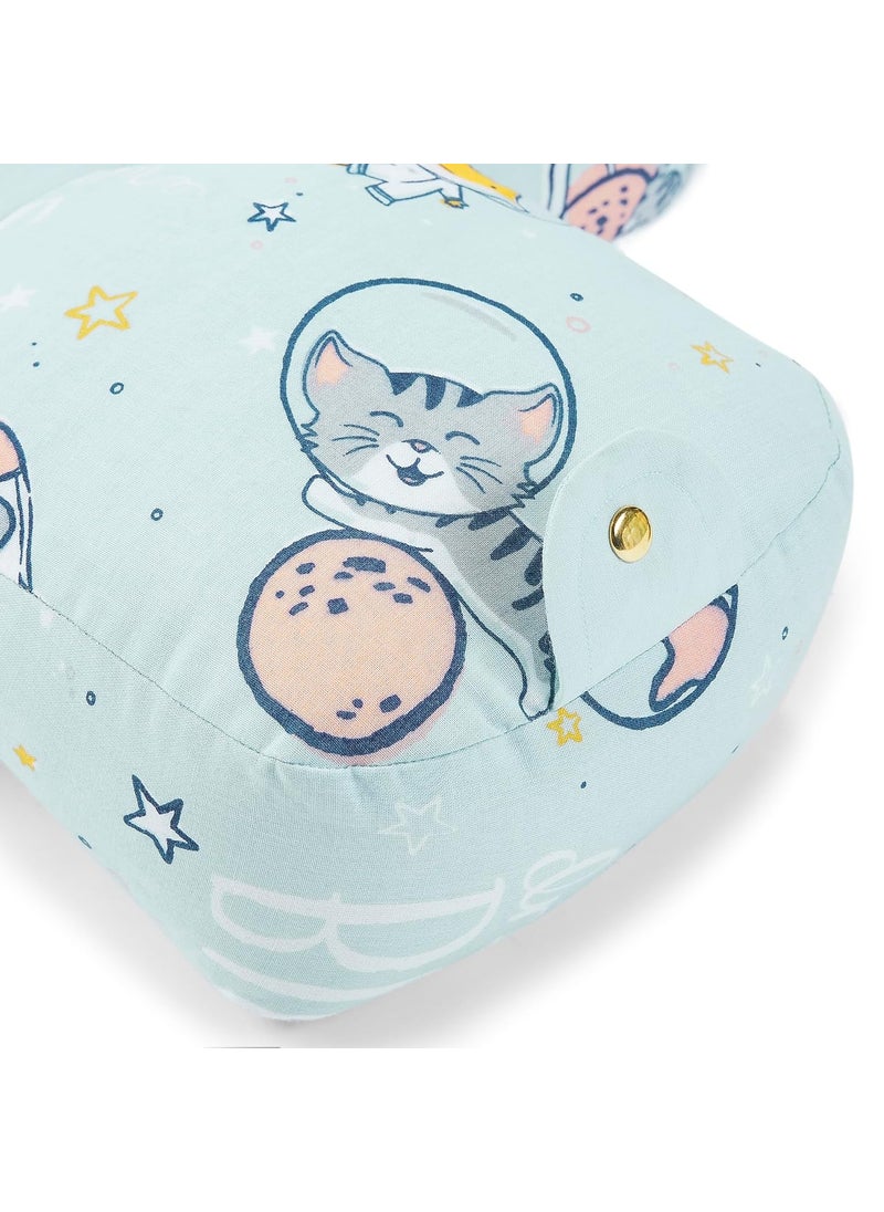 haus kinder 100 Cotton Poplin Adjustable Baby Pillow Cum Baby Seat Baby Pillow for New Born to 18 Months Head Protector for Baby Safety Blue Color Size H 27cm W 25cm Spacewalk 1Pc