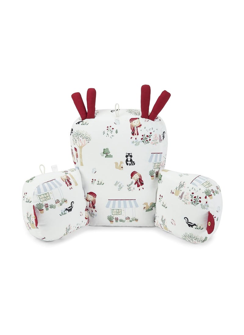 haus kinder 100 Cotton Poplin Adjustable Baby Pillow Cum Baby Seat Baby Pillow for New Born to 18 Months Head Protector for Baby Safety Multi Color Size H 27cm W 25cm Scarlet 1Pc