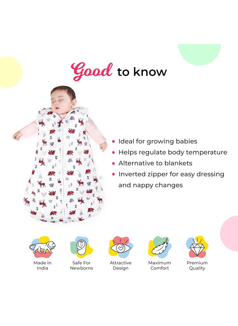Neolo Pure Cotton Baby Sleeping Sack BagSleeping pod for NewbornSleeping Sack for BabySleeping SackAge Upto 1 Year babyCotton Printed Design White
