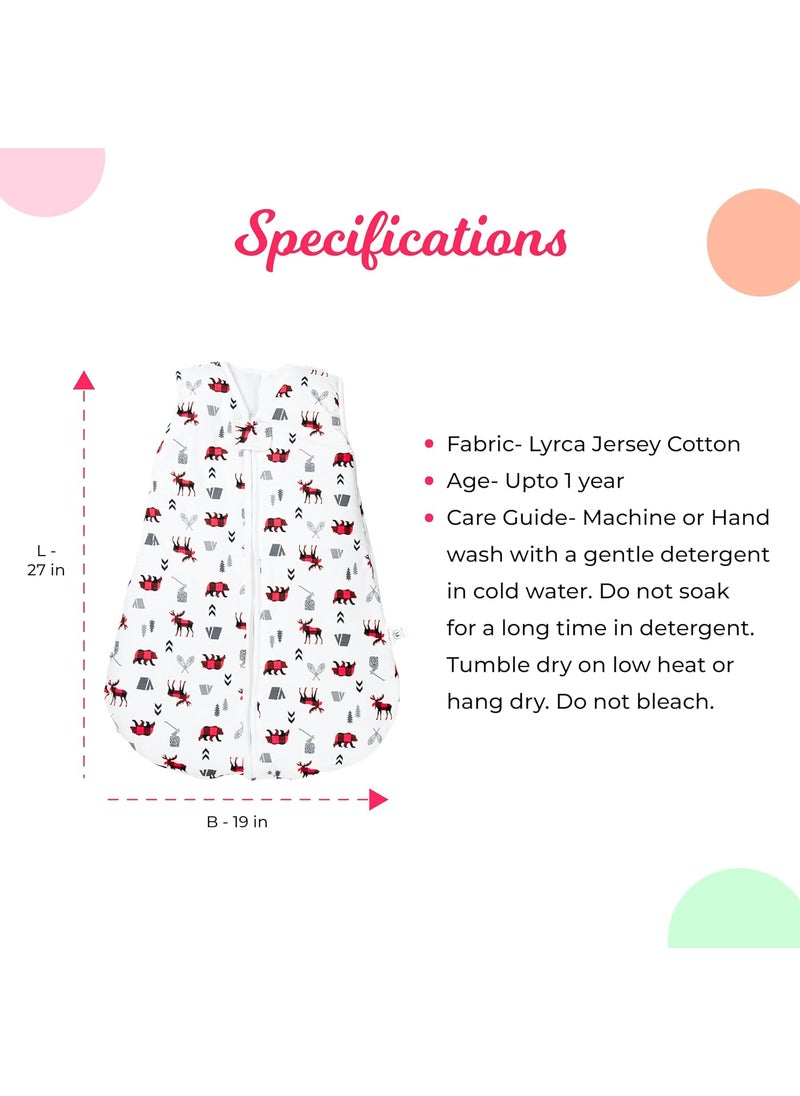 Neolo Pure Cotton Baby Sleeping Sack BagSleeping pod for NewbornSleeping Sack for BabySleeping SackAge Upto 1 Year babyCotton Printed Design White