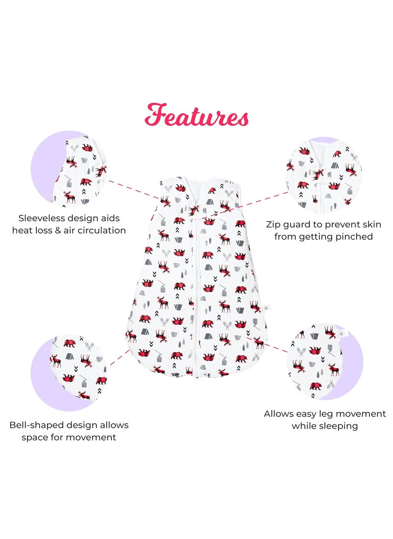 Neolo Pure Cotton Baby Sleeping Sack BagSleeping pod for NewbornSleeping Sack for BabySleeping SackAge Upto 1 Year babyCotton Printed Design White