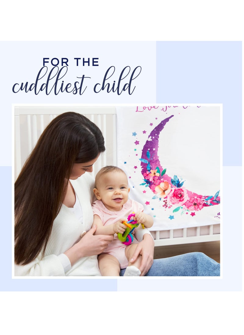 Baby Girl Milestone Blanket - 60x40 Moon-Themed Monthly Growth Chart for First Year, Includes Washable Headband, Perfect Baby Shower Gift for New Moms.