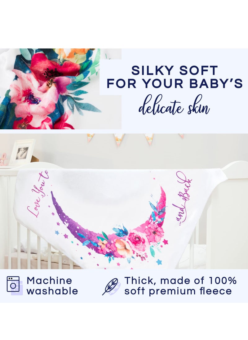 Baby Girl Milestone Blanket - 60x40 Moon-Themed Monthly Growth Chart for First Year, Includes Washable Headband, Perfect Baby Shower Gift for New Moms.