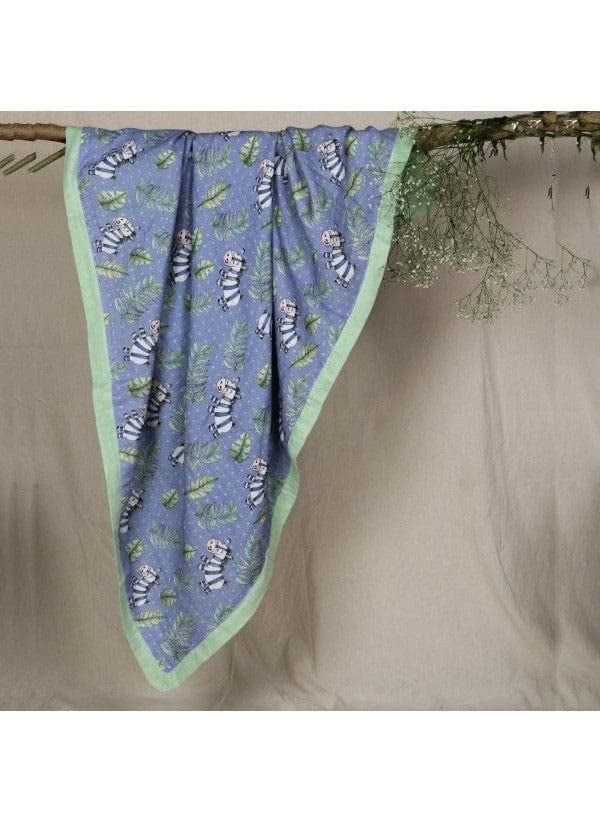 SnuggleMe Pure Organic Cotton Baby Cotton Blanket Dohar with Zappy Zebra Print for NewbornBoyGirl 02 Years 100X120cms