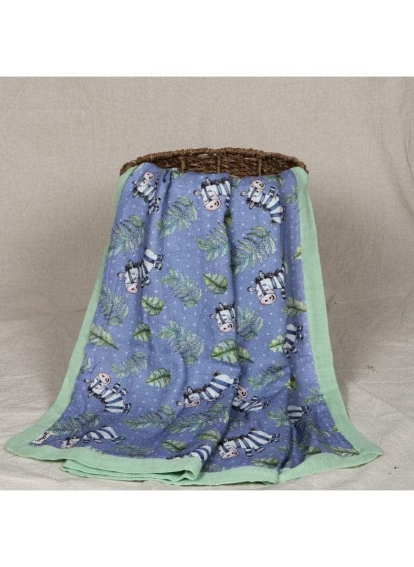 SnuggleMe Pure Organic Cotton Baby Cotton Blanket Dohar with Zappy Zebra Print for NewbornBoyGirl 02 Years 100X120cms
