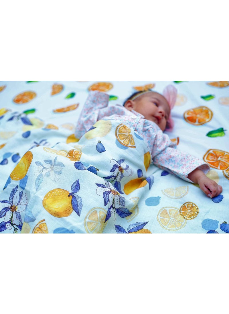 SnuggleMe Pure Organic Cotton Baby Cotton Blanket Dohar with Luscious Lemon Print for NewbornBoyGirl 02 Years 100X120cms
