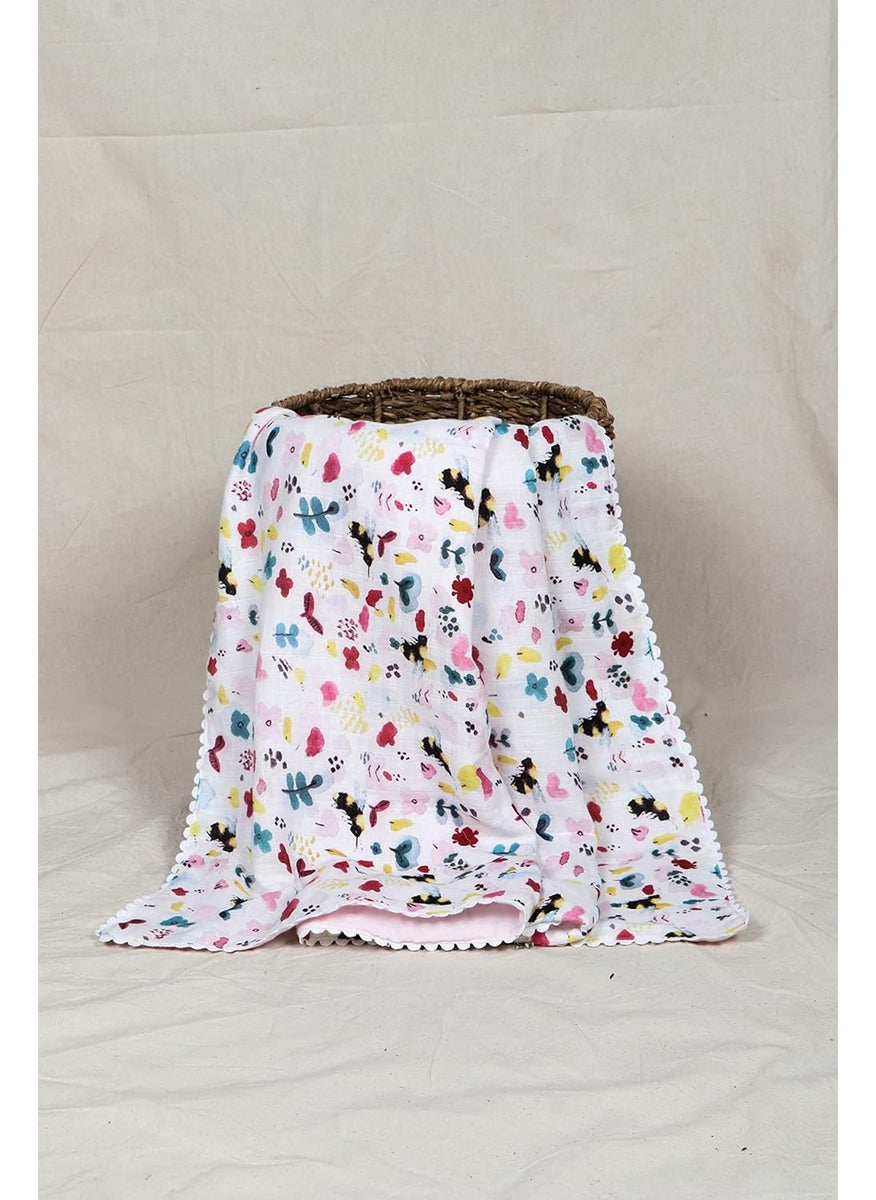 SnuggleMe Pure Organic Cotton Baby Cotton Blanket Dohar with Bonkerz Bee Print NewbornBoyGirl 02 Years 100X120cms