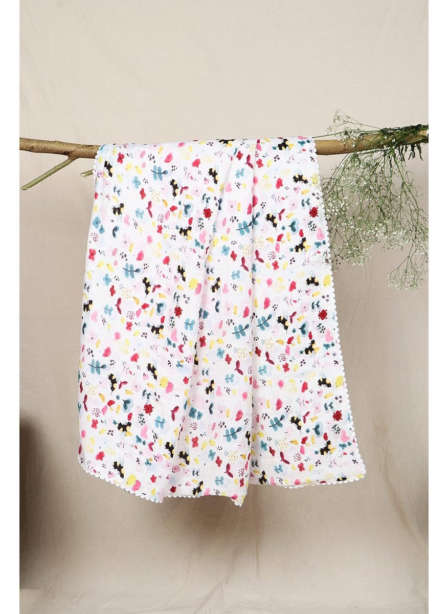 SnuggleMe Pure Organic Cotton Baby Cotton Blanket Dohar with Bonkerz Bee Print NewbornBoyGirl 02 Years 100X120cms