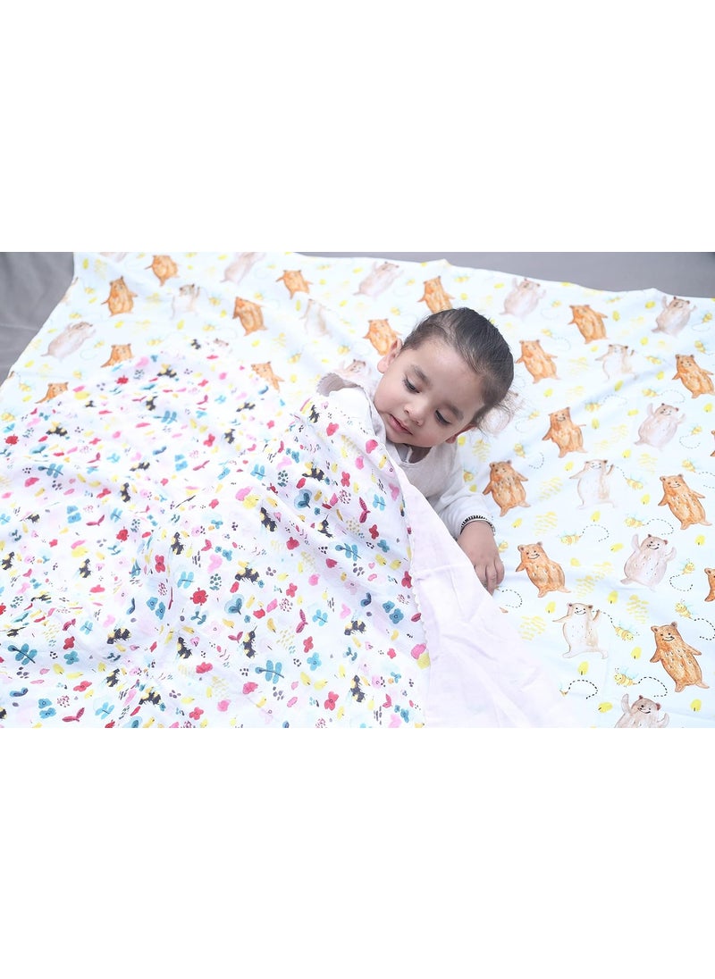 SnuggleMe Pure Organic Cotton Baby Cotton Blanket Dohar with Bonkerz Bee Print NewbornBoyGirl 02 Years 100X120cms