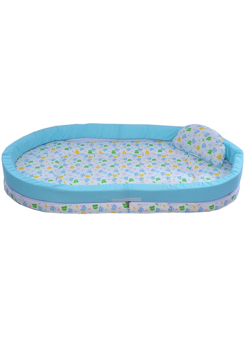 Babyjoys Mattress with Mosquito Net and Bumper Guard Blue MT06blue