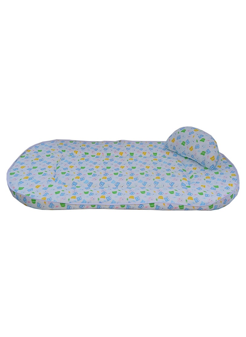 Babyjoys Mattress with Mosquito Net and Bumper Guard Blue MT06blue