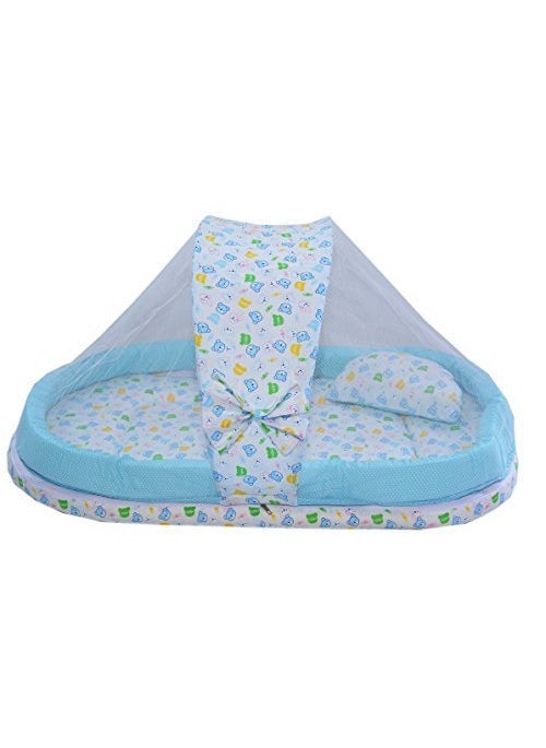 Babyjoys Mattress with Mosquito Net and Bumper Guard Blue MT06blue