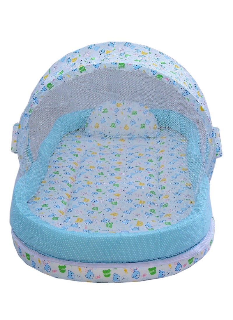 Babyjoys Mattress with Mosquito Net and Bumper Guard Blue MT06blue