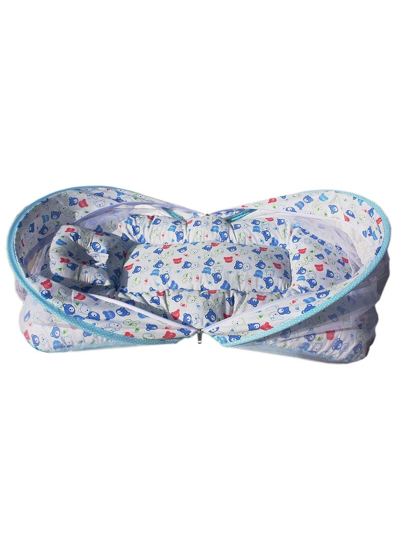 Babyjoys Toddler Mattress with Mosquito Net Teddy Blue MT01BLUEBEAR